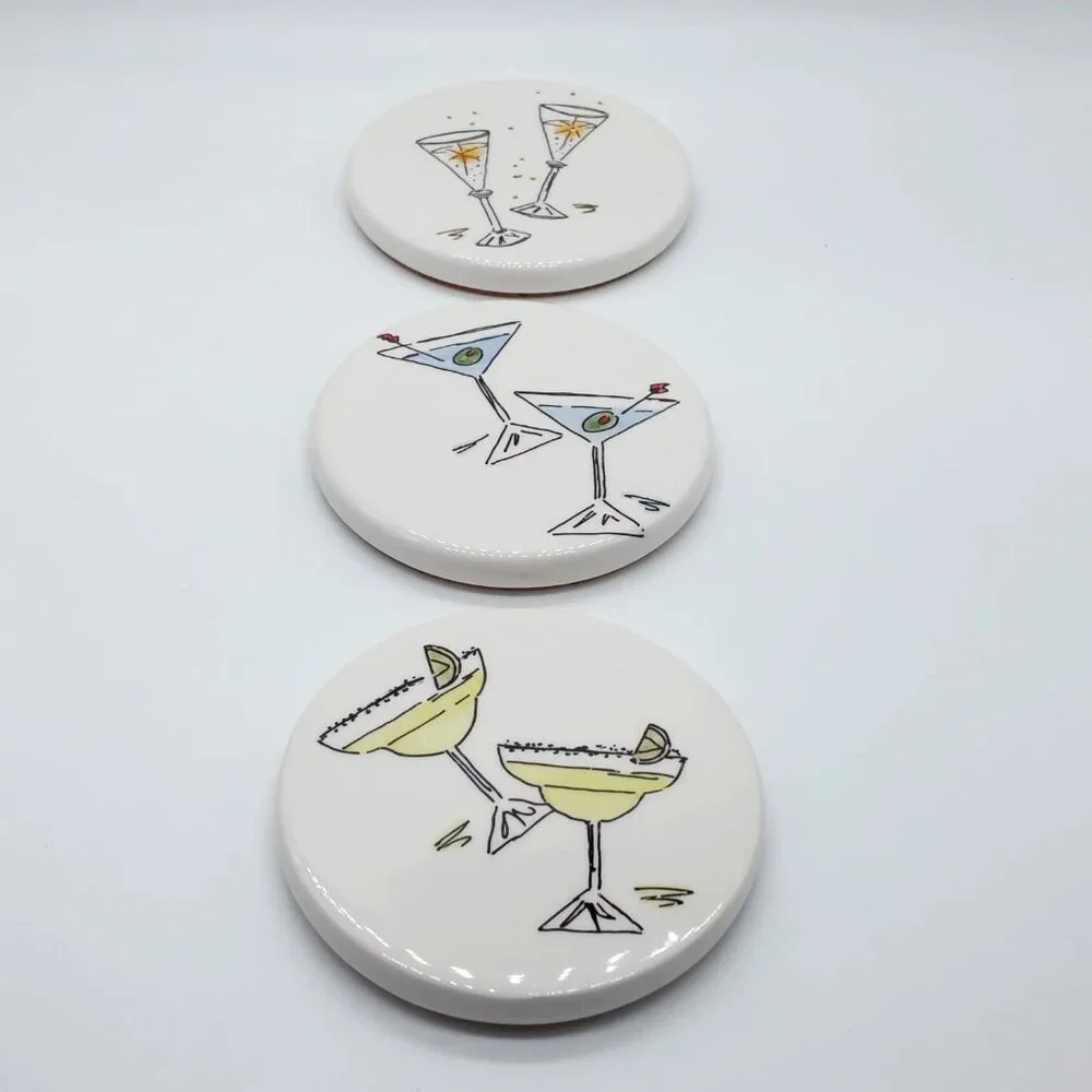 3pc Studio Nova Cocktail Time Ceramic Coasters